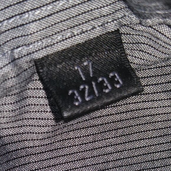 Kenneth Cole Men's Gray Black Pinstripe Button Down - 17 - 32/33 - Picture 7 of 12
